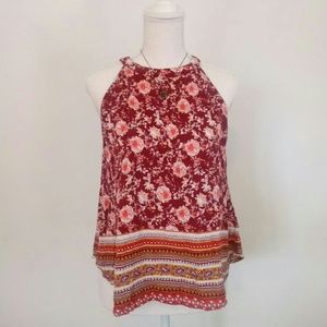 High neck flair top, pink, Sophie Rue